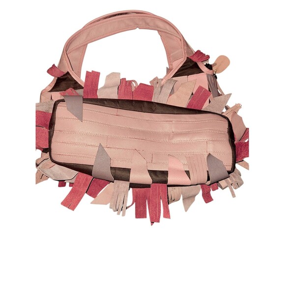 Chaos by Elsie Pink Leather Fringed Hobo Bag Shoulder Bag - Picture 5 of 6
